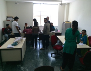 Dr. Shveta and students, Geetika, and student with Gurmanpreet